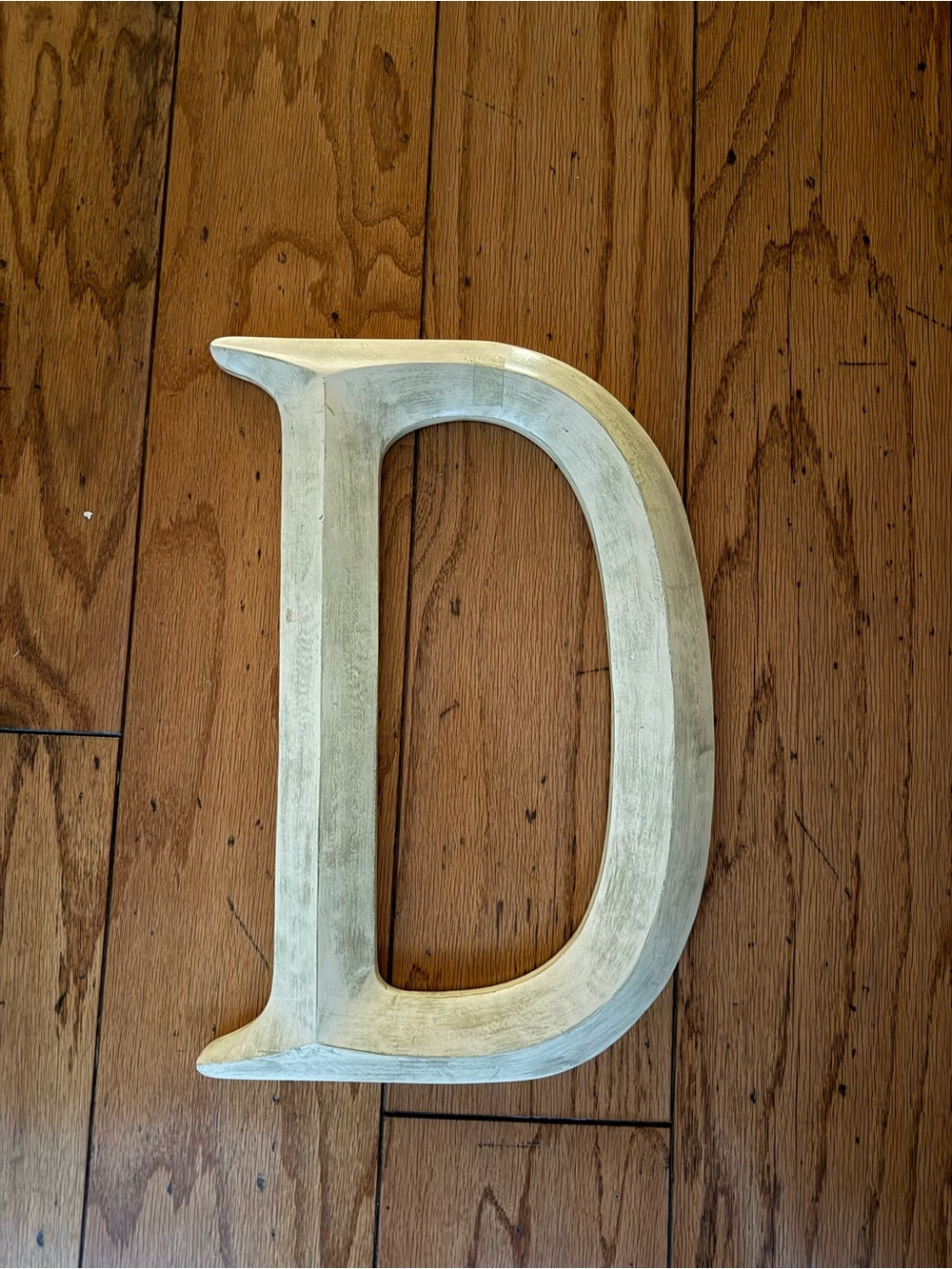 Large Decorative Letter D in Distressed White